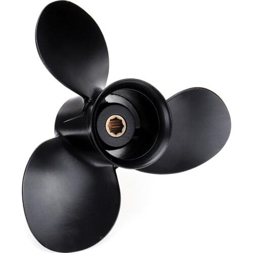 Boat Outboard Propeller 48-828154A12 For Mercury 6-15HP 9 x 8 Marine Aluminum Alloy 8 Spline Tooth 3 Blades Standard Rotation