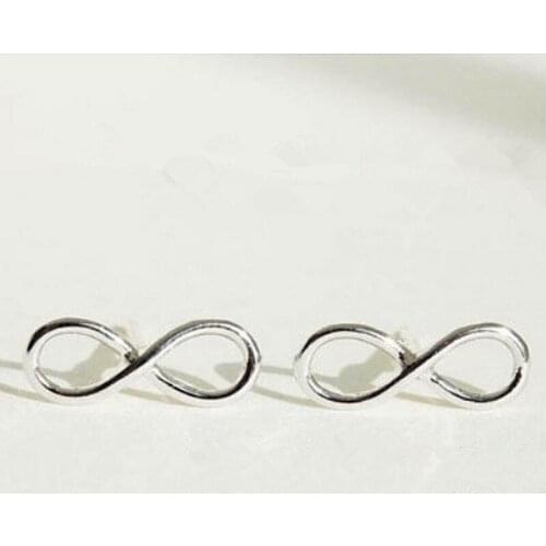 Fashion Infinity symbol number 8 stud earrings Tie stud earrings Cute little studs for women