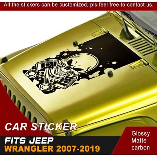 Car Sticker Hoop Scoop Skull Stripe Graphic Vinyl Car Accessories Decals Custom Fit For Jeep Wrangler Rubicon or Sport or Sahar