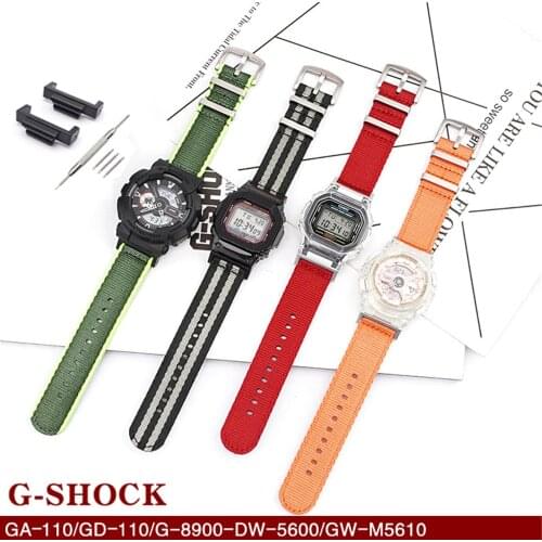 Nylon Watch Band for Casio G-Shock GA-110/100/120/150/200/400/700 GD-100/110/120 DW-5600 6900 GW-M5610 GW-6900 Strap Bracelet