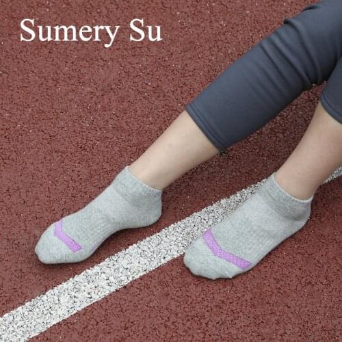 Sports Socks Women Athletic Running Cotton Cute Colorful Stripe Grey Outdoor Ankle Short Sock Travel 5 Colors Hot Sale 2021 New