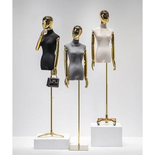 New Arrival Top Quality Women Mannequin With Shiny Elactroplated Head Golden&Silver Customized