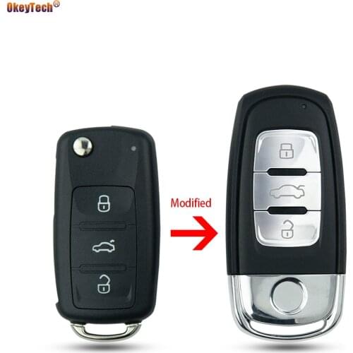 OKeyTech 3Buttons Modified Flip Folding Remote Car Key Shell Case Cover Fob For VW VOLKSWAGEN Golf Jetta Beetle Polo Tiguan