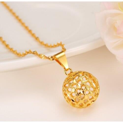 Necklace with ball Pendant Women/Men Loverss Jewelry Valentines Gift Wholesale Gold Color Romantic Fancy DIY charms Bijoux