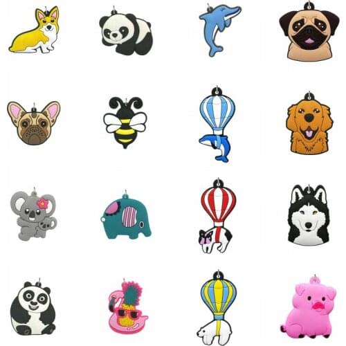 1PCS PVC hot charm Kawaii animal cartoon pendant Jewelry Making Necklace keychains Components Bulk Decorations party trinket