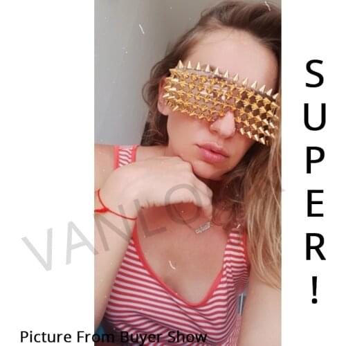 Festival Sunglasses Steampunk Unusual Glasses Womens Gold Silver Shades for Men Rivet Lady Fashion Points Sun Party Handmade