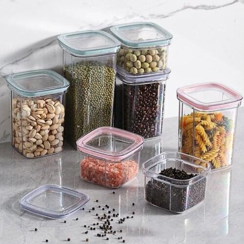 Transparent Airtight Pantry Pasta Box Multigrain Sealed Cans Food Storage Container Plastic Kitchen Refrigerator With Lid Cereal