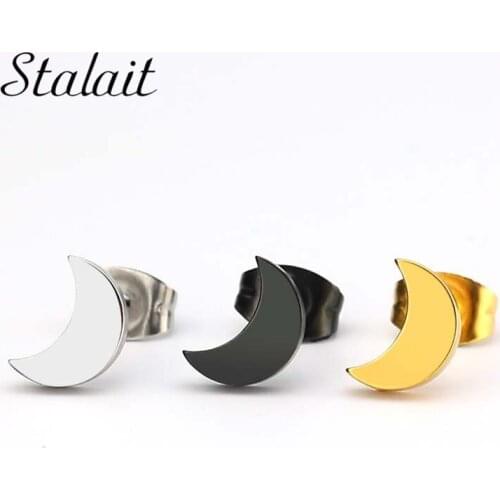 Romantic Japan and South Korea Simple and Exquisite Moon Stud Earrings Titanium Steel Stainless Steel Hypoallergenic Earrings