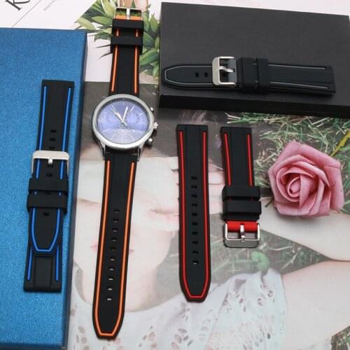 Silicone Watch With Stainless Steel Pin Buckle Substitute Citizen Seiko Cassie Omega Helmsman Watch Accessories 20/22/24/26mm