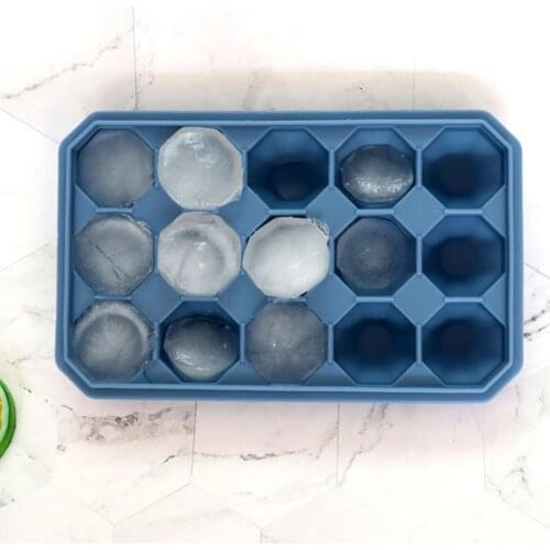 15-Cavity Diamond Shape Silicone Ice Cube Tray Mold Removable Lid Kitchen Tool