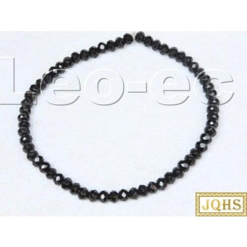 Stretch 7.5" 2X4mm Faceted Rondelle Bluck agate Gems Beads Bracelet v1773