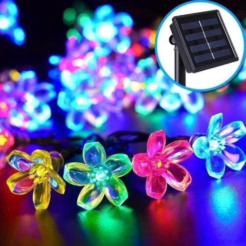 Solar Led String Lights Outdoor Fairy Lights Sakura String Festoon Garland Waterproof Garden Lights Wedding Courtyard Decortion