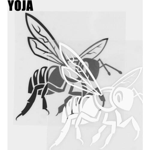 YOJA 11.4×11.8CM Vinyl Decal Flying Honeybee Pattern Cartoon Animals Car Stickers Black/Silver 19C-0315
