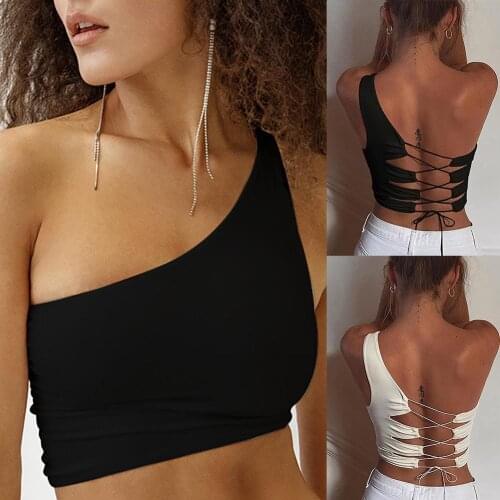 Women Sexy Adjustable Hollow Out Drawstring Strapes Slim Solid Color Vest Top 2020