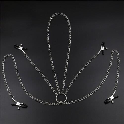 Golden Scattered Adult Products Milk Clips Bondage Toys Metal Clips Mimi Clips 4 Iron Chain Clips