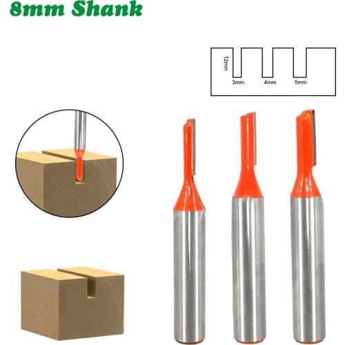 1PC 8MM Shank Milling Cutter Wood Carving Straight Router Bit Tungsten Carbide Single Flute Bit Wood Milling Cutter for Woodwork