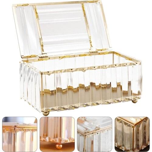 1Pc Household Crystal Napkin Holder Thicken Durable Tissue Box Golden White