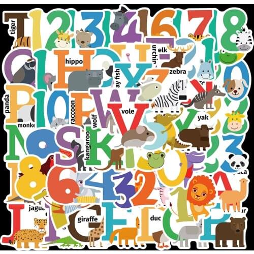 10/50PCS Cartoon Math and the English alphabet Stickers Children Toys Guitar Laptop Car Luggage colorfull Graffiti Decal Sticker