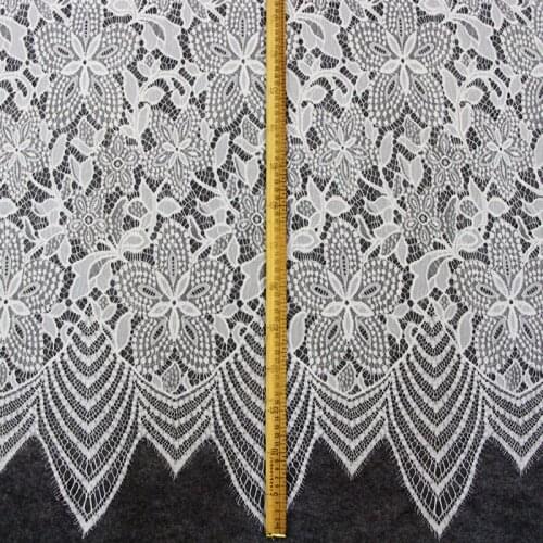 3 meters length and 150cm width White / Black Exquisite Eyelash Lace Trim Floral Lace Fabric for DIY Dress Clothing Accessories
