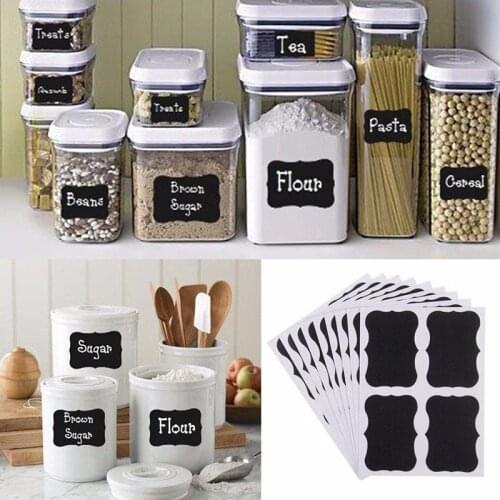 40Pcs Erasable Bottle Sticker Black High Quality PVC Multifunctional Kitchen Jar Storage Box Label Sticker Decoration Articles