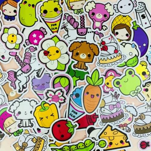 50PCS Cute Animal vegetable small expression sticker for kids homemade book stickers on laptop / decorative scrapbooking / DIY