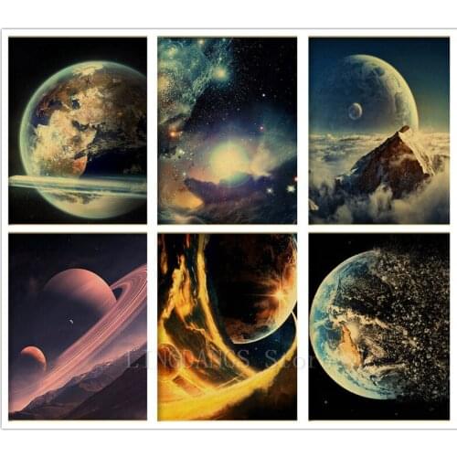 5D DIY Diamond Painting Vintage Nine Planets The Solar System Diamond Mosaic Landscape Embroidery Cross Stitch Home Decor Gift