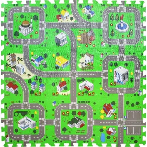 9 pieces Urban Road Environmental Protection Car Traffic Runway Foam Children Coated Stitching Pad Baby Game Mat