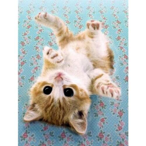 DIY 5D Diamond Mosaic Full Diamond Painting Cross Stitch Kits Square Rhinestone Diamond Embroidery Cute Cat Christmas Decor