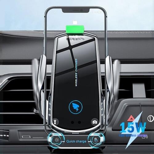 Automatic Clamping 15W Car Wireless Charger Holder Air Vent Mount Car Phone Stand For iPhone 12 11 Pro Max Xiaomi 11 Huawei P40