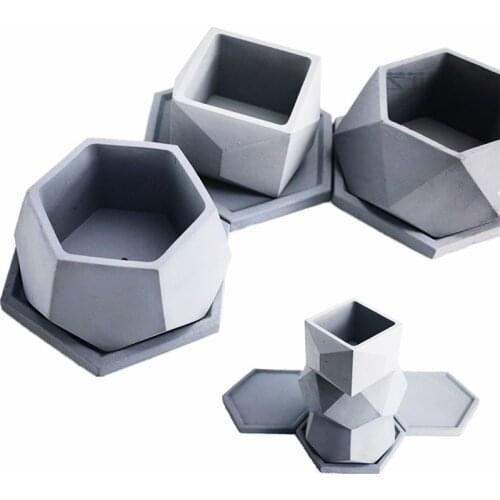 Big Cement Mold Handamde Silicone flowerpot molds for Home Gardening Succulent plants Diamond Shape Clay Pot mould