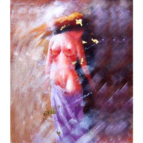 Large Size Single Wall Free shipping hot sale naked girl in purple dress reproduction painting printed oil painting WK-- (472)