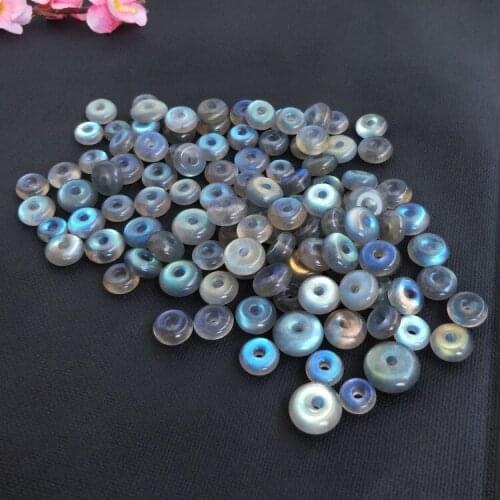 1PIECE LOOSE BEADS Labradorite circle bread bagel shape wholesale for DIY jewelry PINGAN BLUE RAINBOW