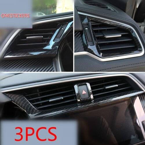 3PCS Carbon Fiber Dashboard Air Vent Cover for Honda Civic 10th Sedan Coupe Hatchback 2016 2017 Caution Light Switch Trims