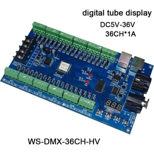 DC5V-36V,digital tube display,3CH/4CH/12CH/18CH/24CH/36CH led RGB/RGBW DMX512 Decoder controller for led strip light led module