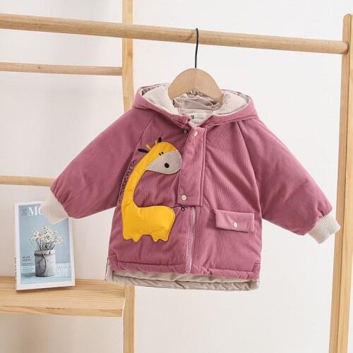CHILDRENS Cotton Wear New Style Korean-style Winter Children BOYS Cute Giraffe Corduroy down Coat Girls Padded Cotton Clothes