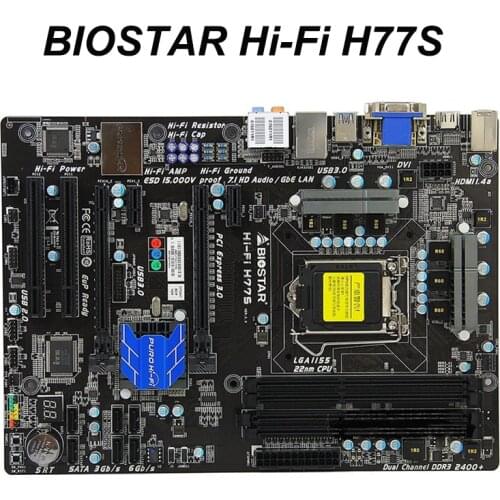 For BIOSTAR Hi-Fi H77S Original Used Desktop Motherboard H77 LGA 1155 DDR3 16G SATA3 USB3.0 ATX