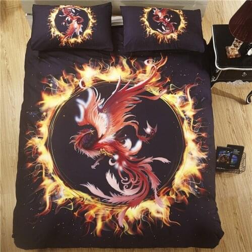 Home Textile 3d Bedding Quilt Cover and Pillowcase Animal Suzaku Wind Chimes Owl Digital Printing Three-piece Set