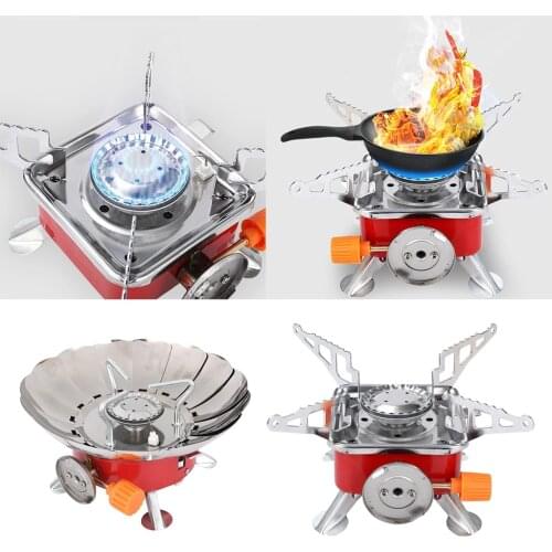 Mini Camping Gas Stove Cookout Folding Butane Burner Backpacking Travel Stove Outdoor Cooking Stove Cooker Supplies Accessories