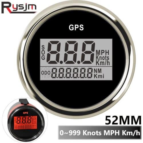 52mm 2'' Marine Car Boat GPS Digital Speedometer Odometer Gauge 0~999 Knots MPH Km/h Motorcycle Waterproof GPS Speed Gauge 9-32V