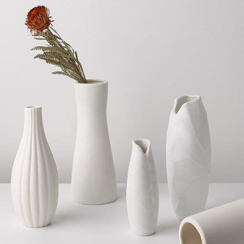 Nordic Vase Minimalism Decor White Ceramic Plant Vase Home Decoration Accessories Living Room Decor Flower Vase Modern Decor