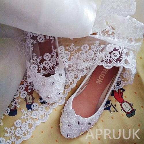 Lace flats shoes for woman sweet designer bridal bridesmaid white lace flower silver crystal rhinestones brides bridal shoe