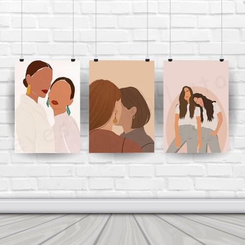 Best Friend Poster Nordic Style Wall Canvas Canvas Illustration Woman Feature Print Painting Modern Bedroom Decoration