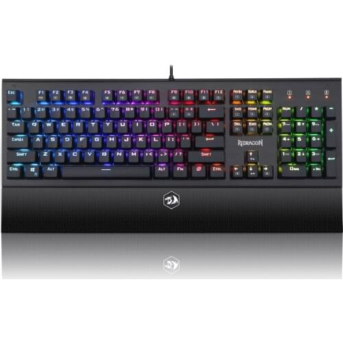 Redragon K569 RGB Backlit 104 keys Mechanical Gaming Keyboard Wrist Rest Blue Switches Gaming Keyboard for Gamer for Laptop PC