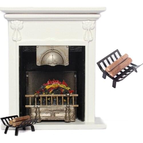 1/12 Metal Rack with Firewood Model Toy Doll House Furniture Fireplace Accessory