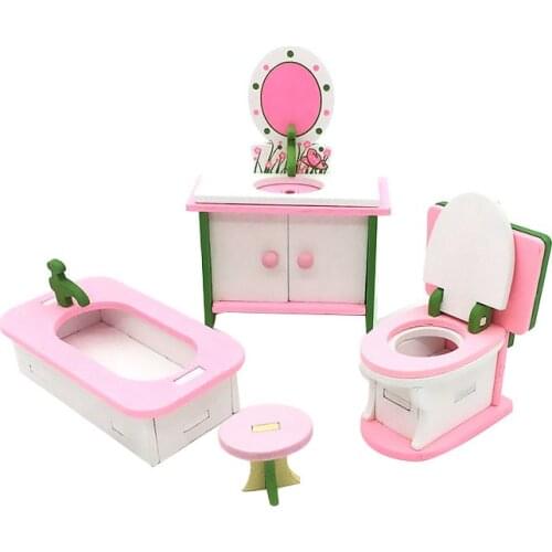 1:12 Dollhouse Miniature Furniture Wooden Creative Bathroom Bedroom Restaurant For Kids Action Figure Doll House Decoration Doll