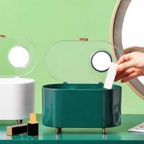 2 Colors Multifunction Eco-friendly Lipstick Box Creative Fashion Waterproof Desktop Cosmetic Storage Box with Mirror for Home