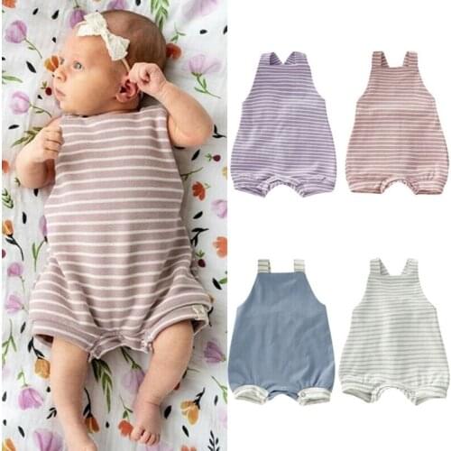 Emmababy Fashion Newborn Baby Boy Girl Stripe Romper Bodysuit Sunsuit Summer Outfit Set Clothes