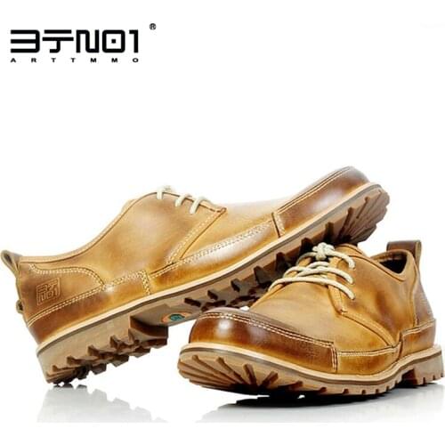 Mens Genuine Leather Lace Up Round Toe Oxfords Man Daily Casual Chukkas Shoes Work Safety Shoes Nonslip