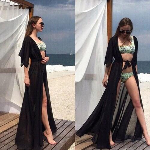 Summer Fashion Women Bikini Cover Up Chiffon Kimono Beach Cardigan Wrap Beachwear Sexy Long Blouse Robe Tunic Swimsuit