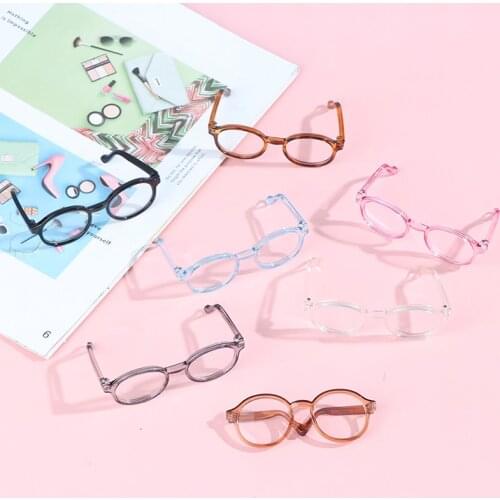 New Fashion 1PCS 9CM Leopard Transparent Round Glasses For 1/6 Doll Decor Accessories Toys